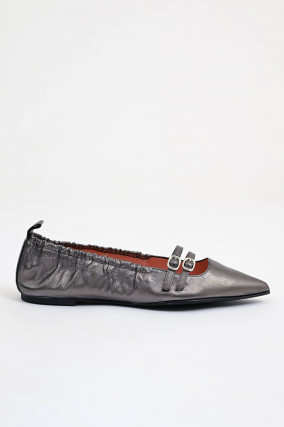 Ballerina mit Riemchen in Silbermetallic