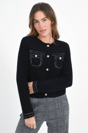 Jacke mit Kontrastnähten in Schwarz