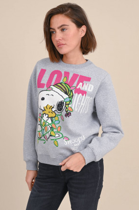 Sweater mit Snoopy und Woodstock Print in Grau
