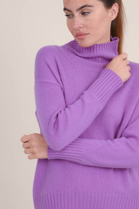 Cashmere Pullover mit Stehkragen in Violett
