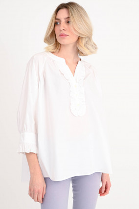 Bluse mit Rüschen-Details in Weiß