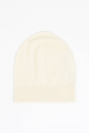 Mütze aus Cashmere in Creme