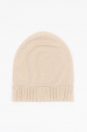 Mütze aus Cashmere in Vanille
