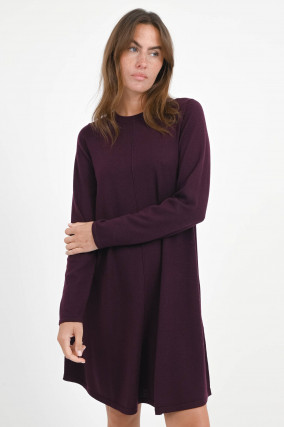 Langarm-Strickkleid in Merlot