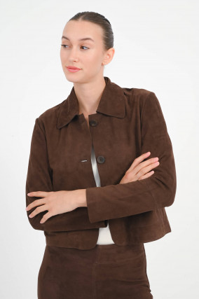 Jacke aus Veloursleder in Braun