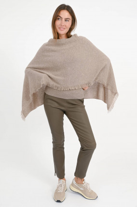Cashmere-Poncho in Nuss meliert
