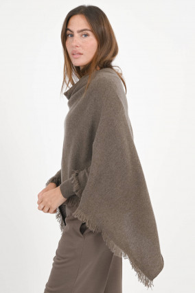 Cashmere-Poncho in Cacao
