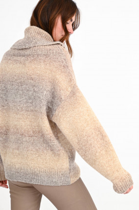 Pullover mit verlaufenden Streifen in Beige/Grau