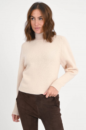 Strickpullover mit Stehkragen in Pearl
