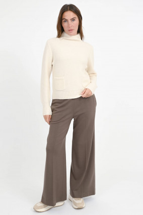 Pullover mit Struktur aus Woll-Mix in Creme