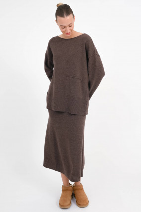 Strickpullover aus Merino-Wolle in Braun