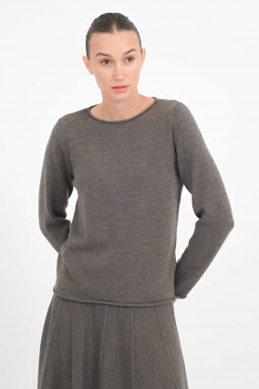 Pullover mit Rollsaum in Cacao