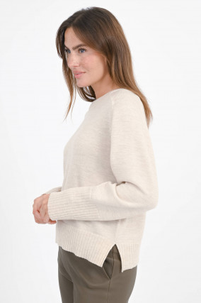 Pullover aus Wolle in Light Beige meliert
