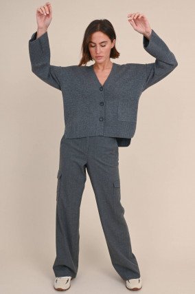Strickweste aus Wollmix in Grau