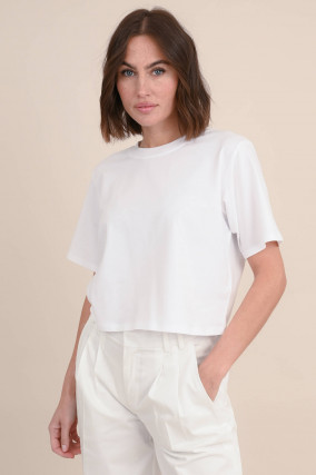 Cropped T-Shirt in Weiß