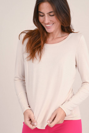 Jersey Langarmshirt in Creme