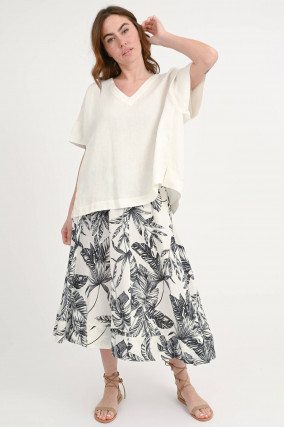 Oversize Bluse aus Leinen in Ivory