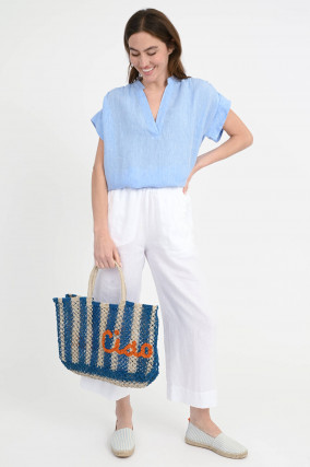 Leinen-Culotte in Optic White