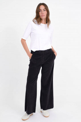 Cord-Hose mit weitem Bein in Braun