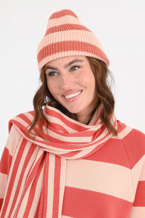 Rippstrick-Mütze ALEXANDER in Rosa/Korallrot