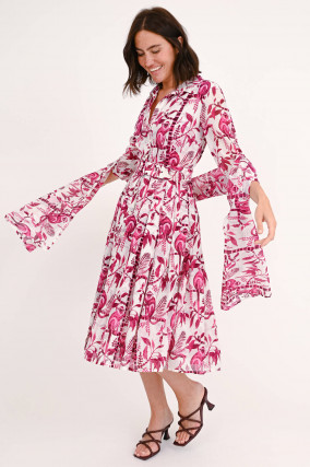 Kleid AUDREY in Pink/Weiß gemustert