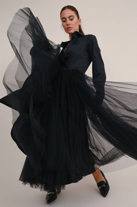 Kleid ELICIA mit Tüllrock in Schwarz