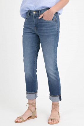 Relaxed Jeans mit Umschlag in Dunkelblau