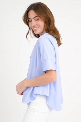 A-Linien Bluse mit kurzem Arm in Hellblau