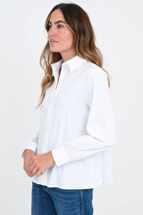 Bluse mit gerafftem Rücken in Weiß 