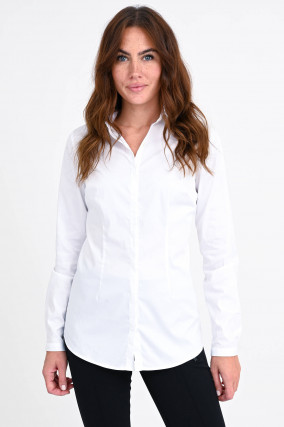 Taillierte Bluse aus Baumwollstretch in Weiß