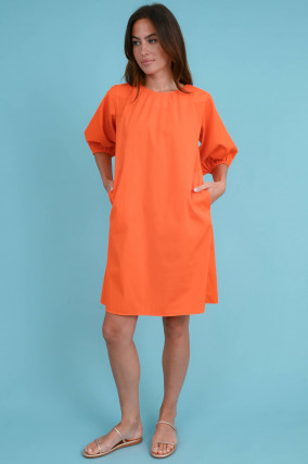 Kleid mit Ballonärmeln in Orange