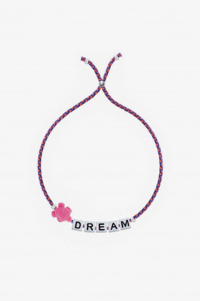 SQUARE LETTER & CHARM Armband DREAM in Pink/Blau