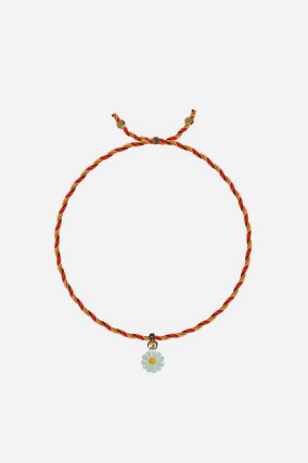 Armband mit PERLEN-BLUME in Gold/Rot/Orange