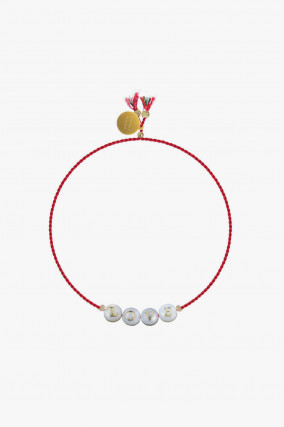 Armband mit Buchstaben-Perlen LOVE in Rot