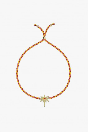 Armband mit goldener PALME in Rot/Gelb/Orange