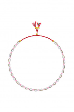MINI FRESHWATER PEARL Halskette in Rose/Weiß