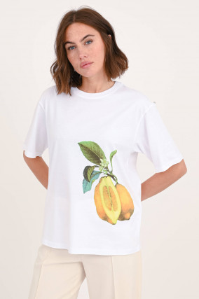 T-Shirt NEBBIE mit Zitronen-Print in Weiß