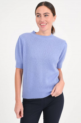 Kurzarm-Cashmere-Pullover CHARLI in Fliederblau