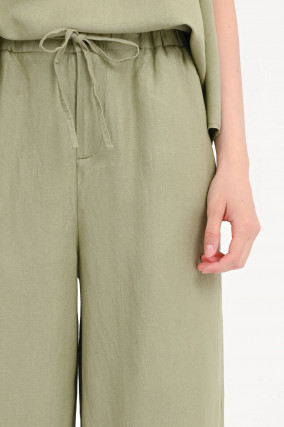 Hose aus Leinen-Mix in Verde Silvia