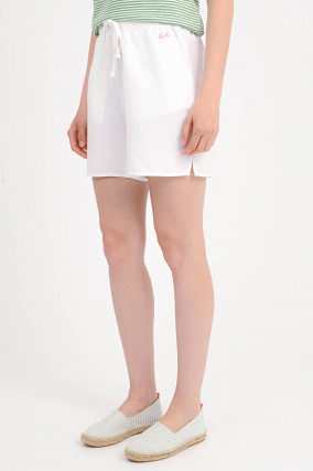 Shorts aus Leinen-Mix in Weiß