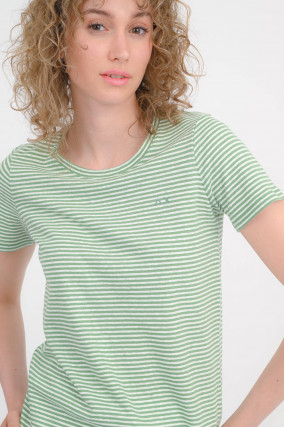 Gestreiftes Shirt in Grün/Weiß