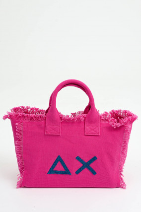 Large Canvas Tote mit Fransen in Pink