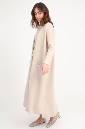 Maxi-Cashmere-Cardigan in Light Beige