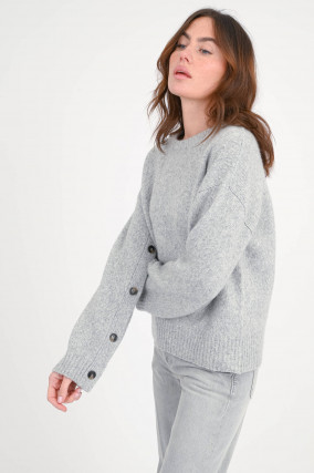 Pullover mit Knopfdetails in Grau