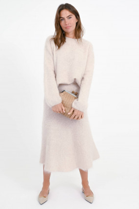Brushed Cashmere Pullover in Mushroom