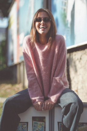 Brushed Cashmere Pullover in Pastellrosa
