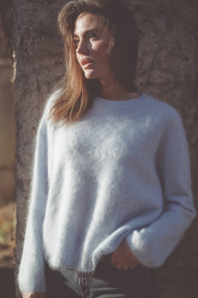 Brushed Cashmere Pullover in Pastellblau