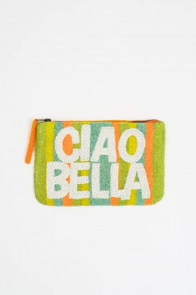 Perlen-Clutch CIAO BELLA in Grün/Orange