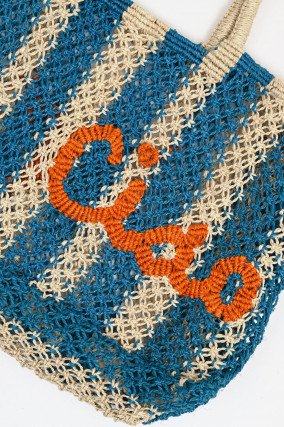 Shopper LAVINIA in Natur/Blau gestreift