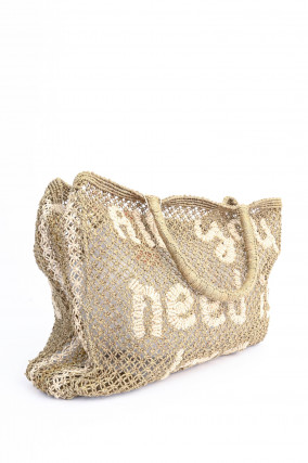 Jute-Shopper ALL YOU NEED IS LOVE in Khaki/Natur